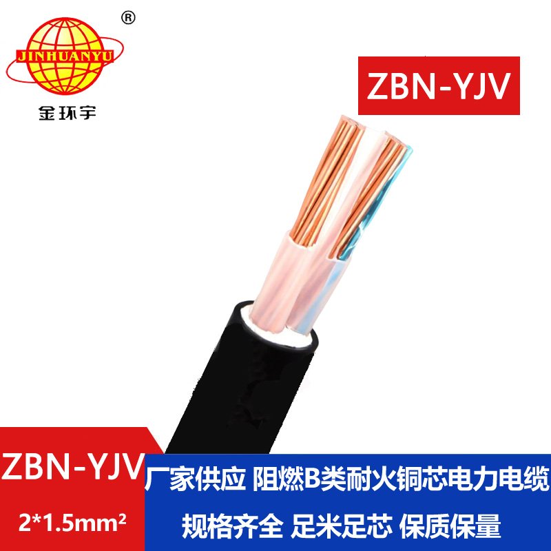 金環(huán)宇電線(xiàn)電纜 銅芯阻燃耐火YJV電纜ZBN-YJV 2X1.